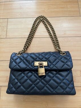 Women Kurt Geiger Black Quilted Shoulder Bag with Antique Gold Chain Worn Once